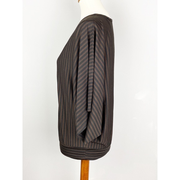 Cielo Black/Brown Stripe V Neck Striped Dolman Sleeves Top Small - Picture 3 of 8